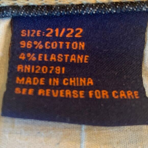 True Rock White Stitch Jeans 21/22 Blue Bling Flap Pockets Distressed Straight - Picture 5 of 13